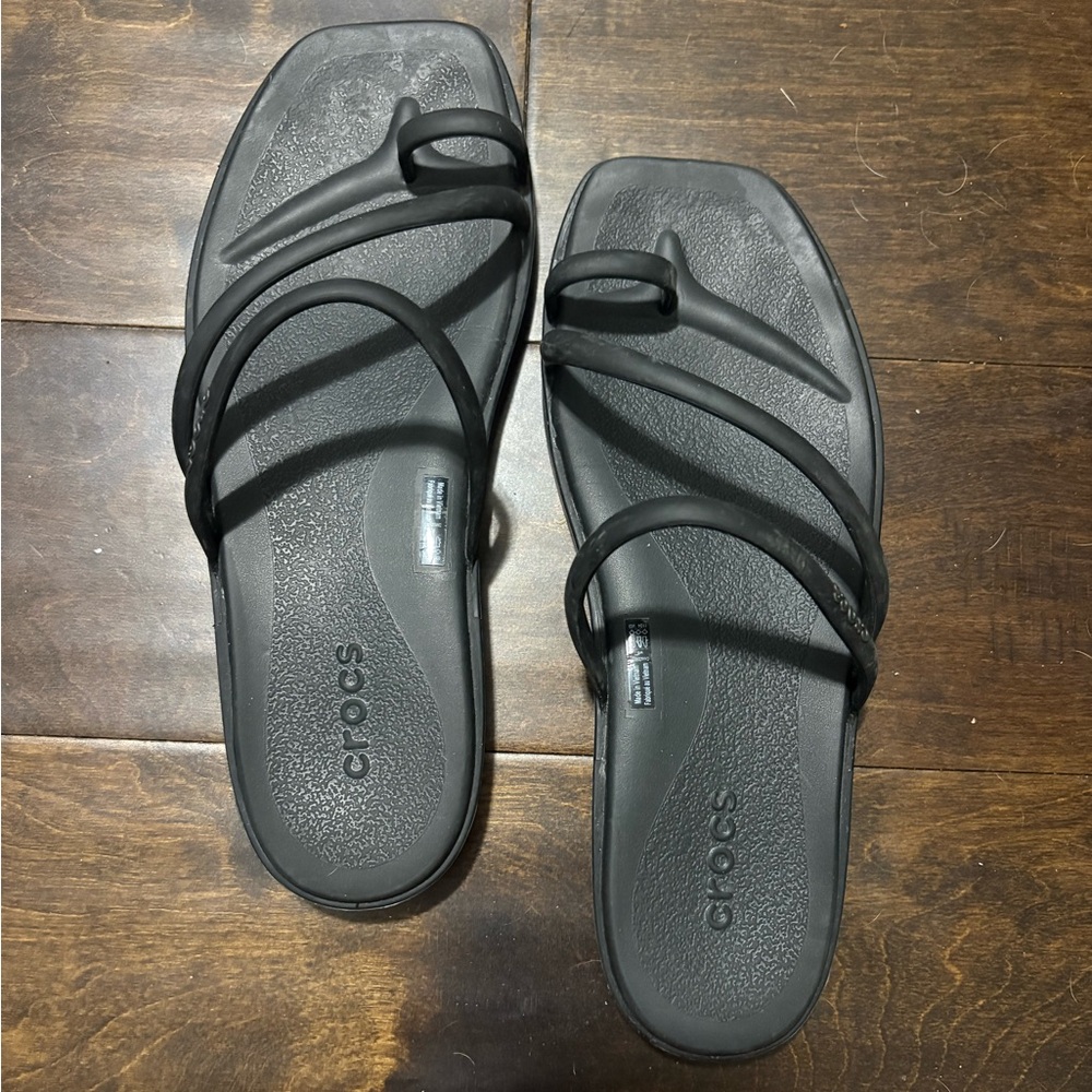 CROCS Women's Black Multi-Strap Slide Sandals